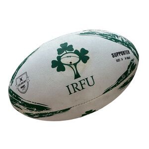 Gilbert IRFU Supporter Size 4 Rugby Ball With Air Ireland Shamrock White & Green